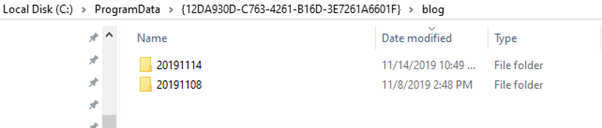 Daily log folders in the blog folder