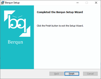 Completed screen of the Berqun Setup Wizard