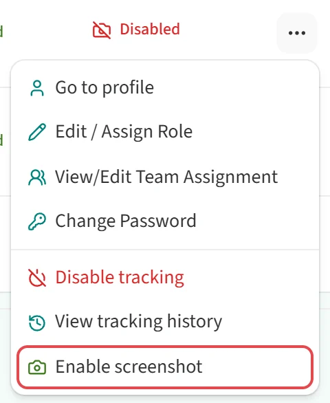 Enable screenshot option