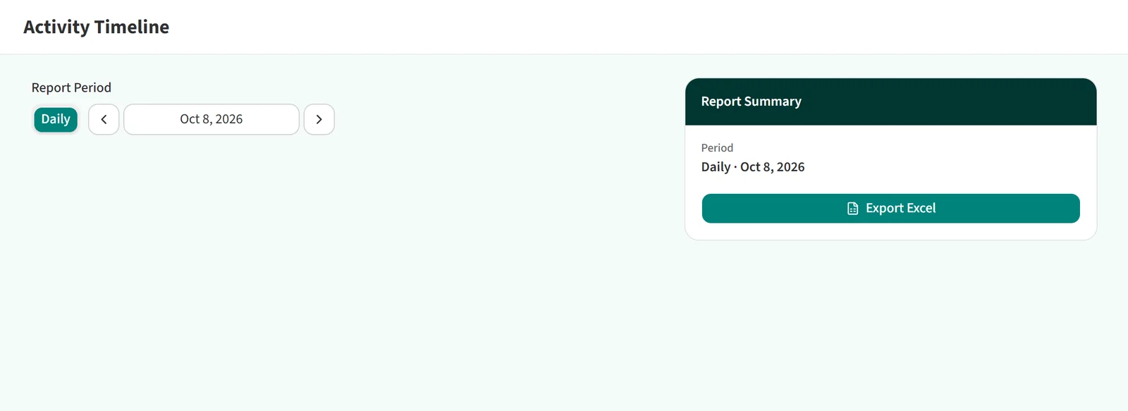 Activity Timeline report page