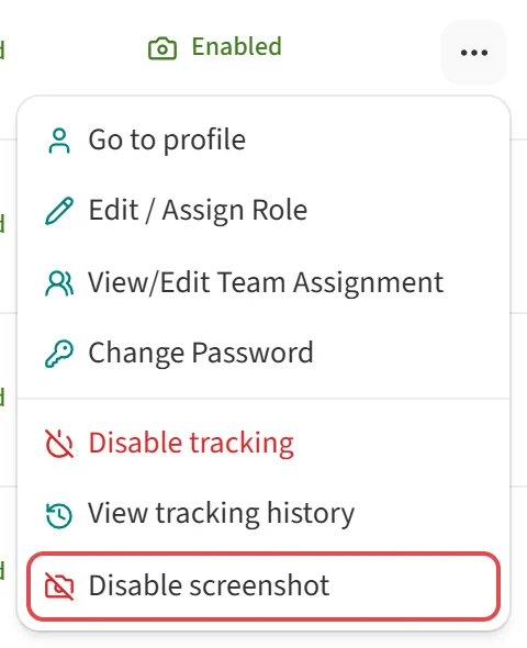 Disable screenshot option
