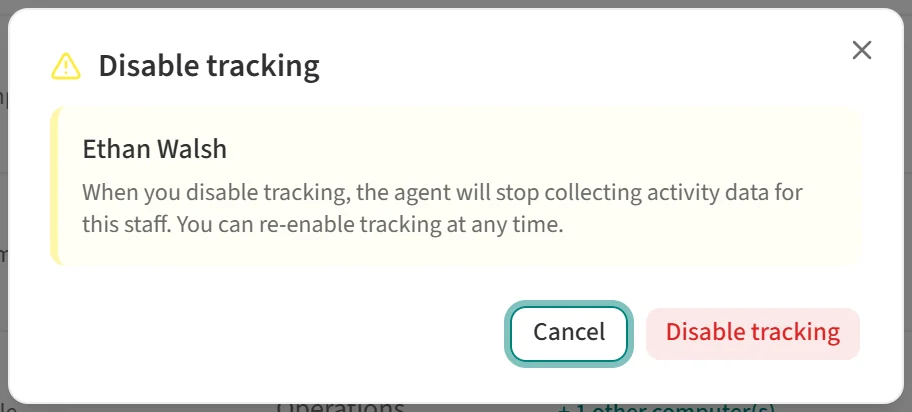 Disable tracking confirmation window