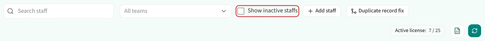 Show inactive staffs checkbox