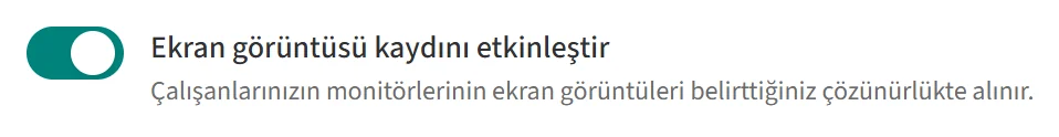 Ekran görüntüsü kaydını etkinleştirme anahtarı