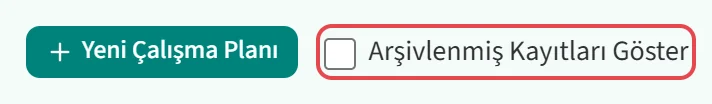 Arşivlenmiş Kayıtları Göster seçeneği