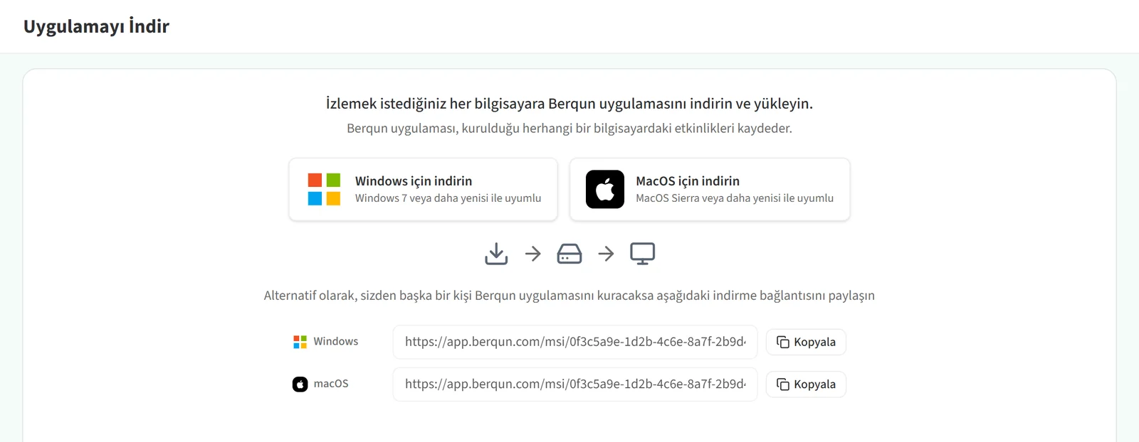 Uygulamayı İndir sayfası