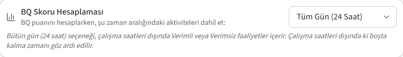BQ Skoru Hesaplaması seçimi